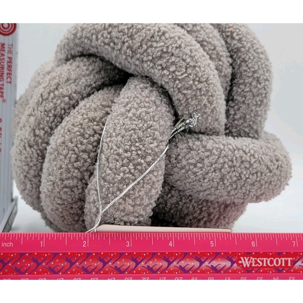 Boucle Throw Pillow Knot Ball  3:20 Life Knot Alone Gray Teddy Sherpa Decor NWT - Picture 6 of 6
